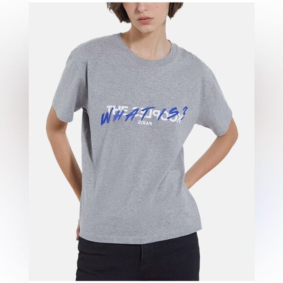 Flecked gray cotton T-shirt What is motif | The Kooples Small NWT - Picture 1 of 7